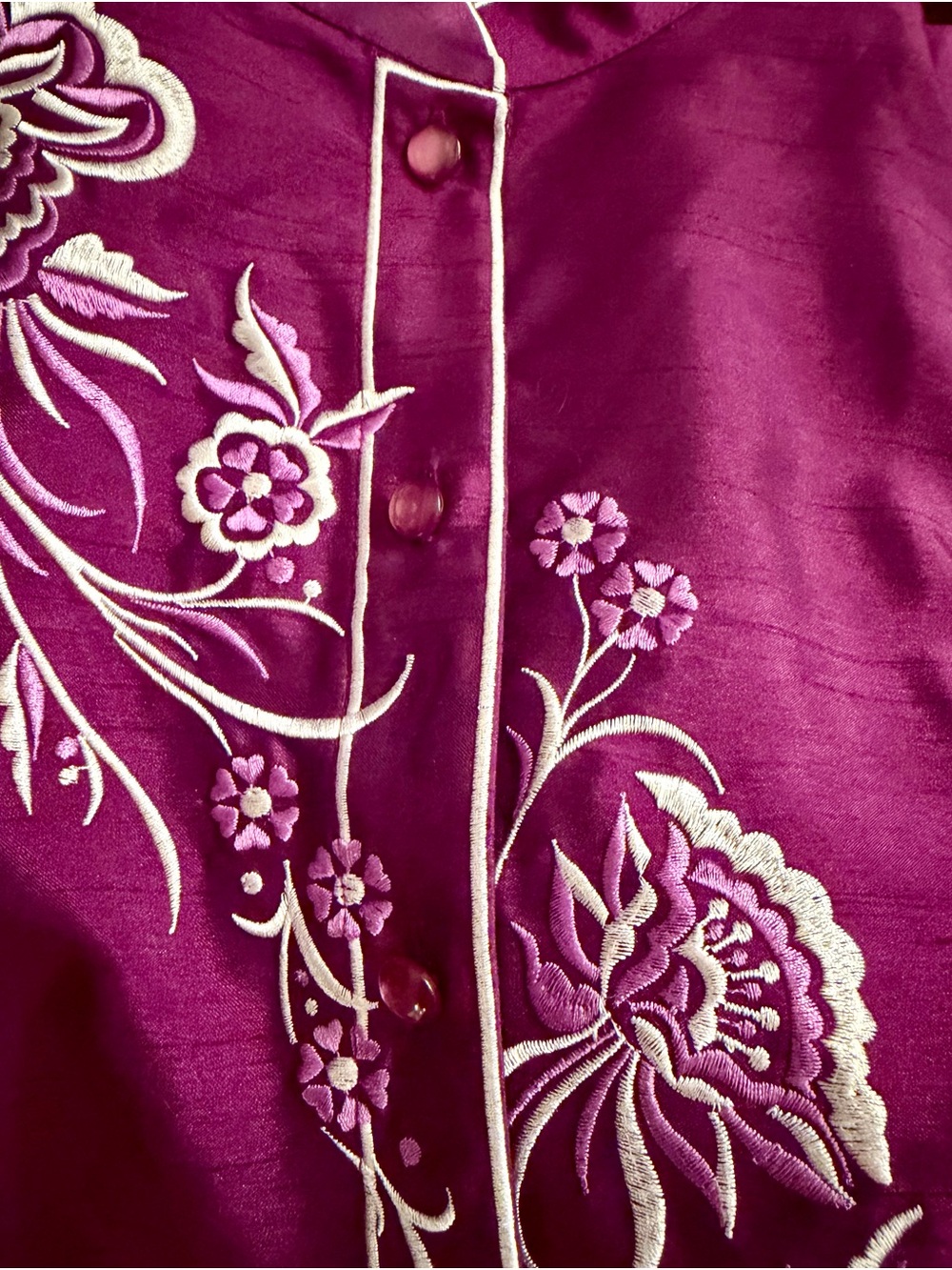 Bob Mackie Magenta Embroidered Floral Mandarin Jacket